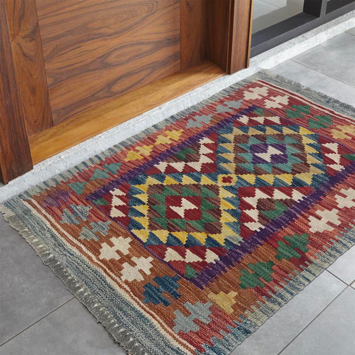 Hand Knotted Afghan Style Kilim 2' 0" x 2' 10" - No. AL23549