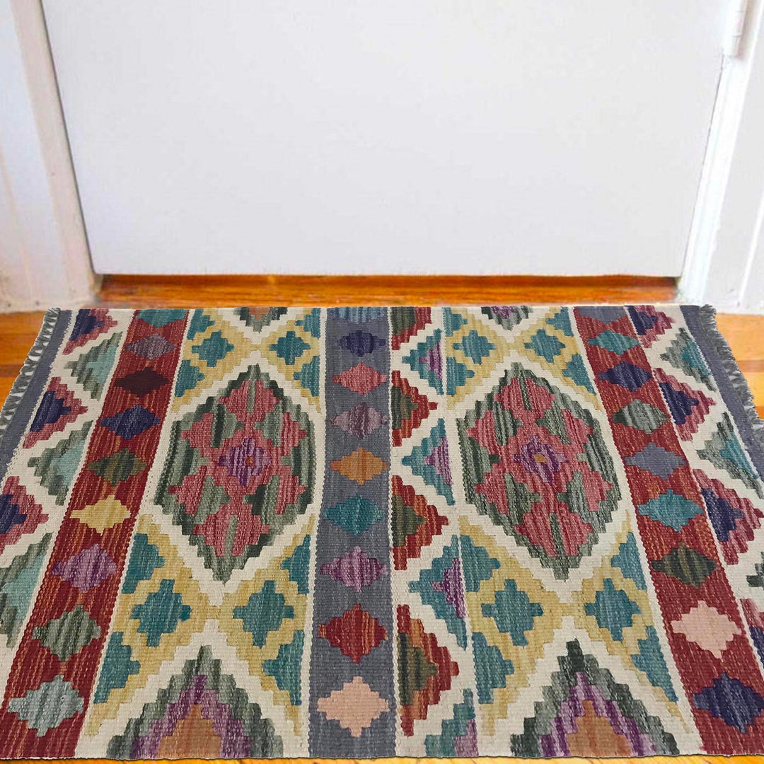 Hand Woven Wool Kelim 2' 1" x 3' 0" - No. AL41101