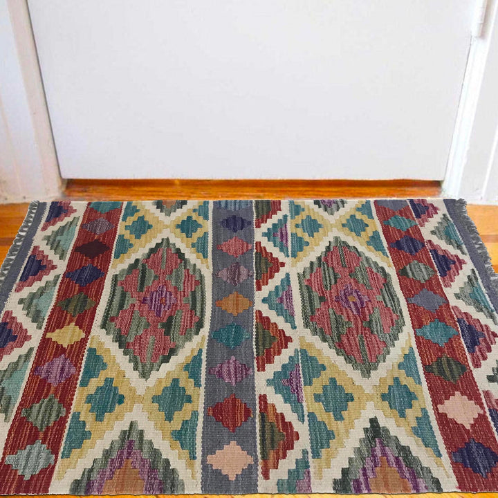 Hand Woven Wool Kelim 2' 1" x 3' 0" - No. AL41101