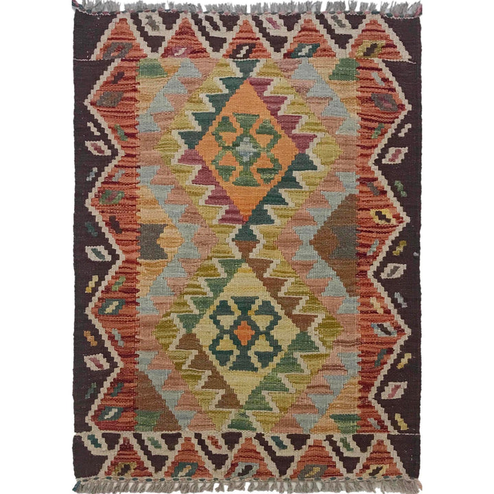 Handmade Turkish Design Wool Kilim 2' 1" x 2' 11" - No. AL82189