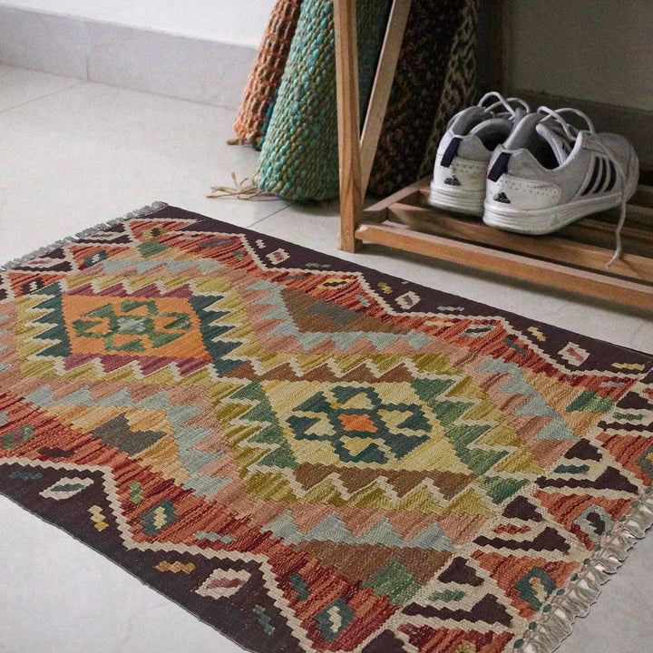 Handmade Turkish Design Wool Kilim 2' 1" x 2' 11" - No. AL82189