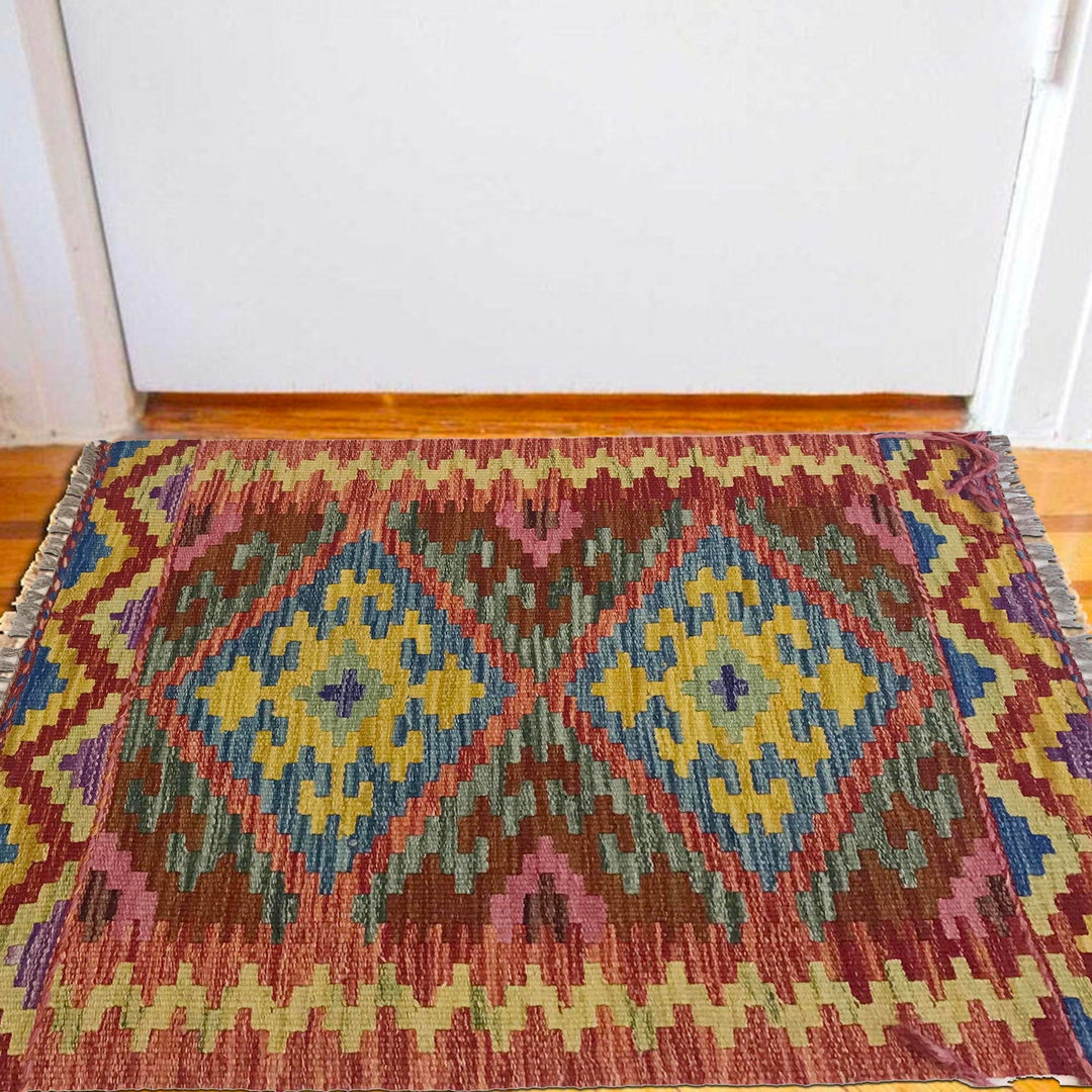 Hand Made Afghan Kilim 2' 1" x 2' 10" - No. AL56267