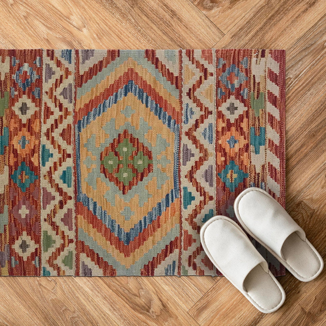 Handmade Turkish Design Wool Kilim 2' 1" x 3' 0" - No. AL12695