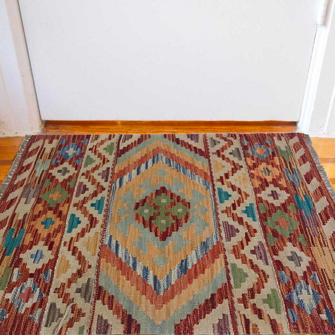 Handmade Afghan Vegetable Kilim 2' 0" x 3' 0" - No. AL88113