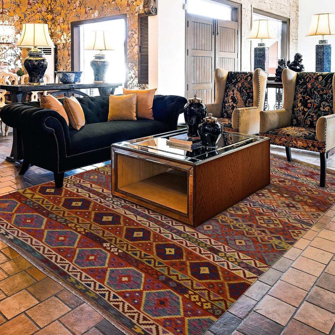 Handmade Turkish Design Wool Kilim 9' 5" x 13' 0" - No. AL20106