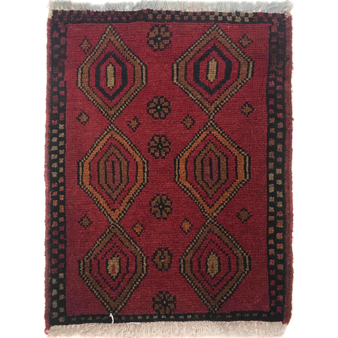 Afghan Oriental Rug 1' 6" x 1' 11" Hand-Knotted