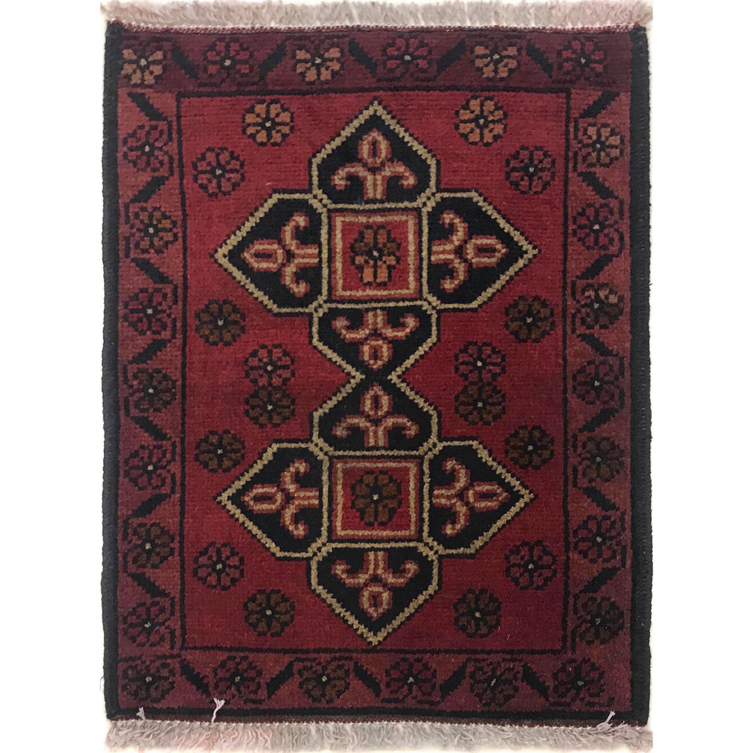 Red Oriental Rug 1' 6" x 1' 11" Hand-Knotted