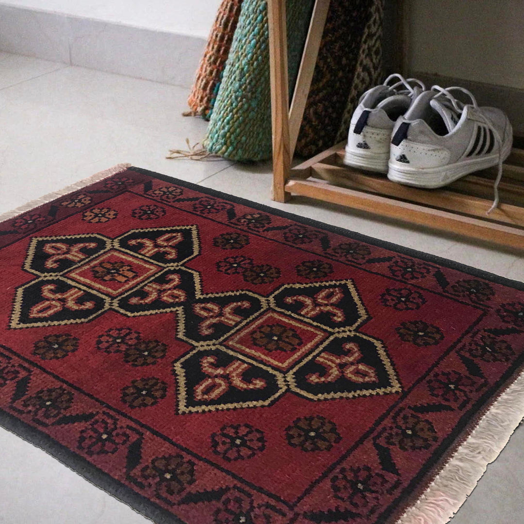 Red Oriental Rug 1' 6" x 1' 11" Hand-Knotted view