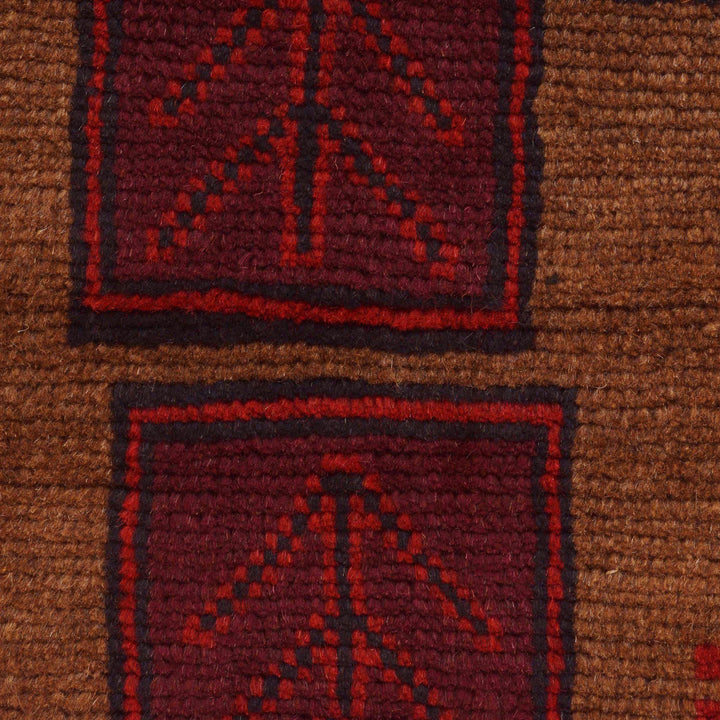 Brown Afghan Baluchi Rug 2' 11" x 4' 5" Hand-Knotted border