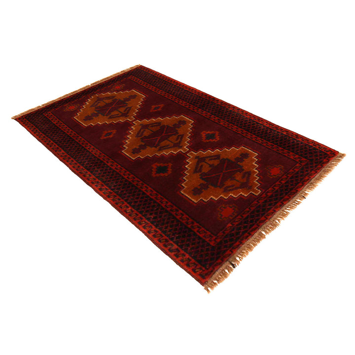 Red Afghan Baluchi Rug 2' 10" x 4' 8" Hand-Knotted view