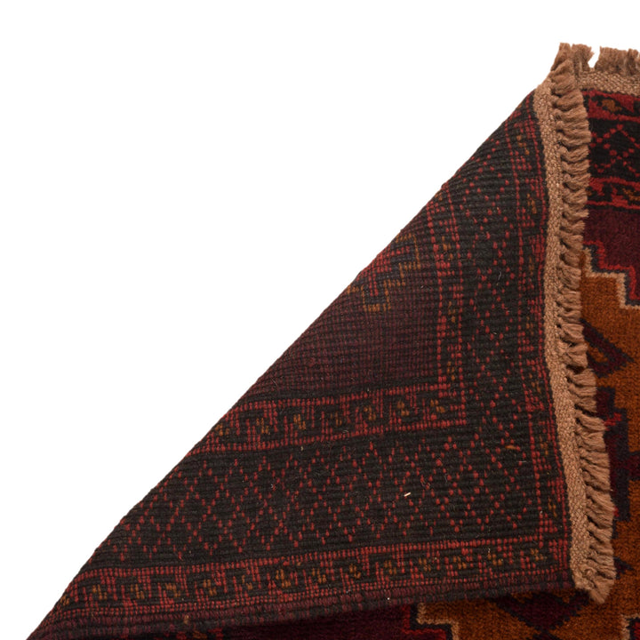 Red Afghan Baluchi Rug 2' 10" x 4' 8" Hand-Knotted field
