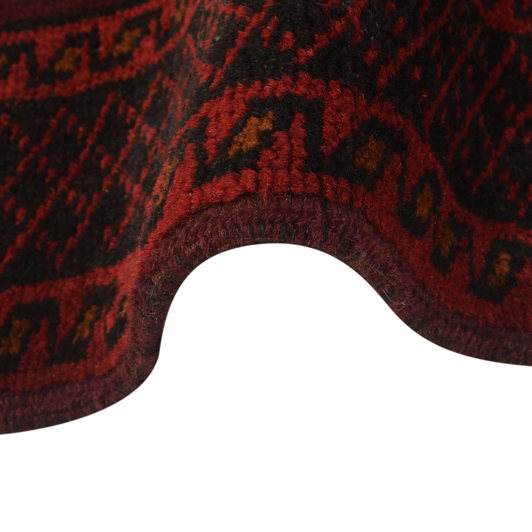 Red Afghan Baluchi Rug 2' 10" x 4' 8" Hand-Knotted texture