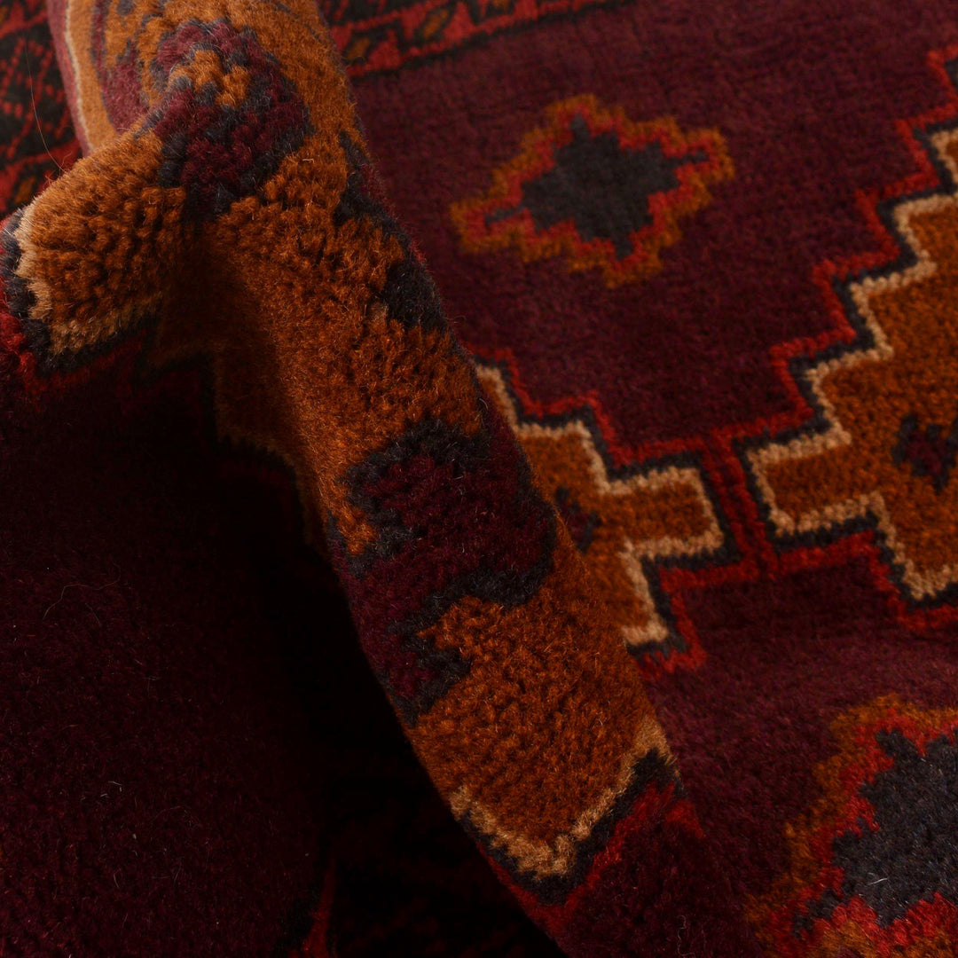 Red Afghan Baluchi Rug 2' 10" x 4' 8" Hand-Knotted reverse