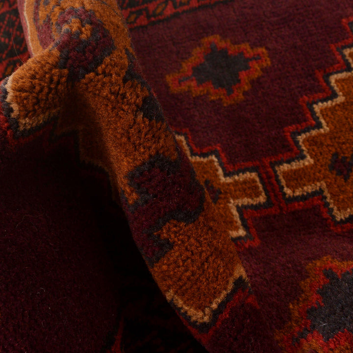Red Afghan Baluchi Rug 2' 10" x 4' 8" Hand-Knotted reverse