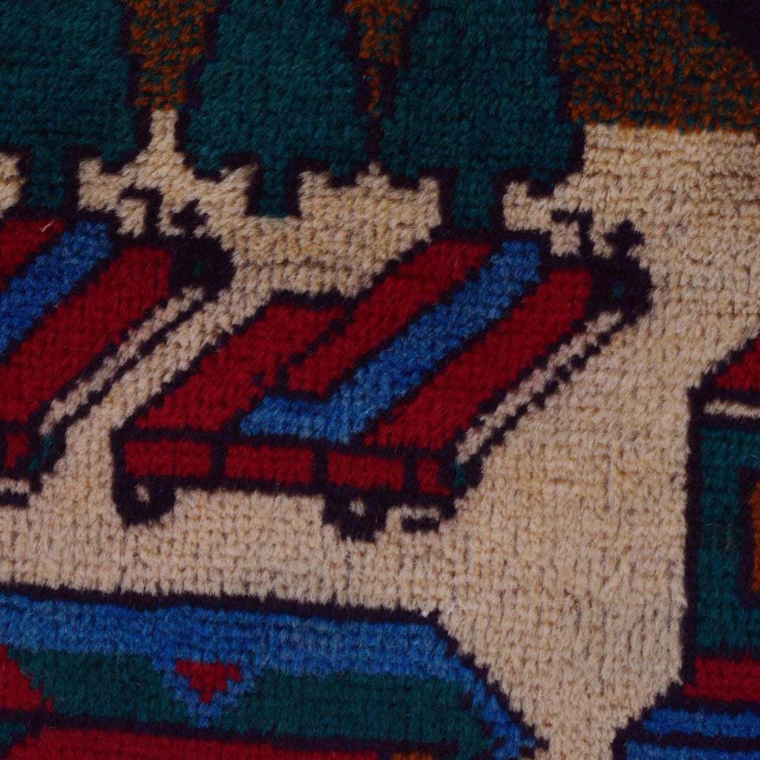 Handmade Picture Area Rug 3' 8" x 6' 9" - No. AL37621