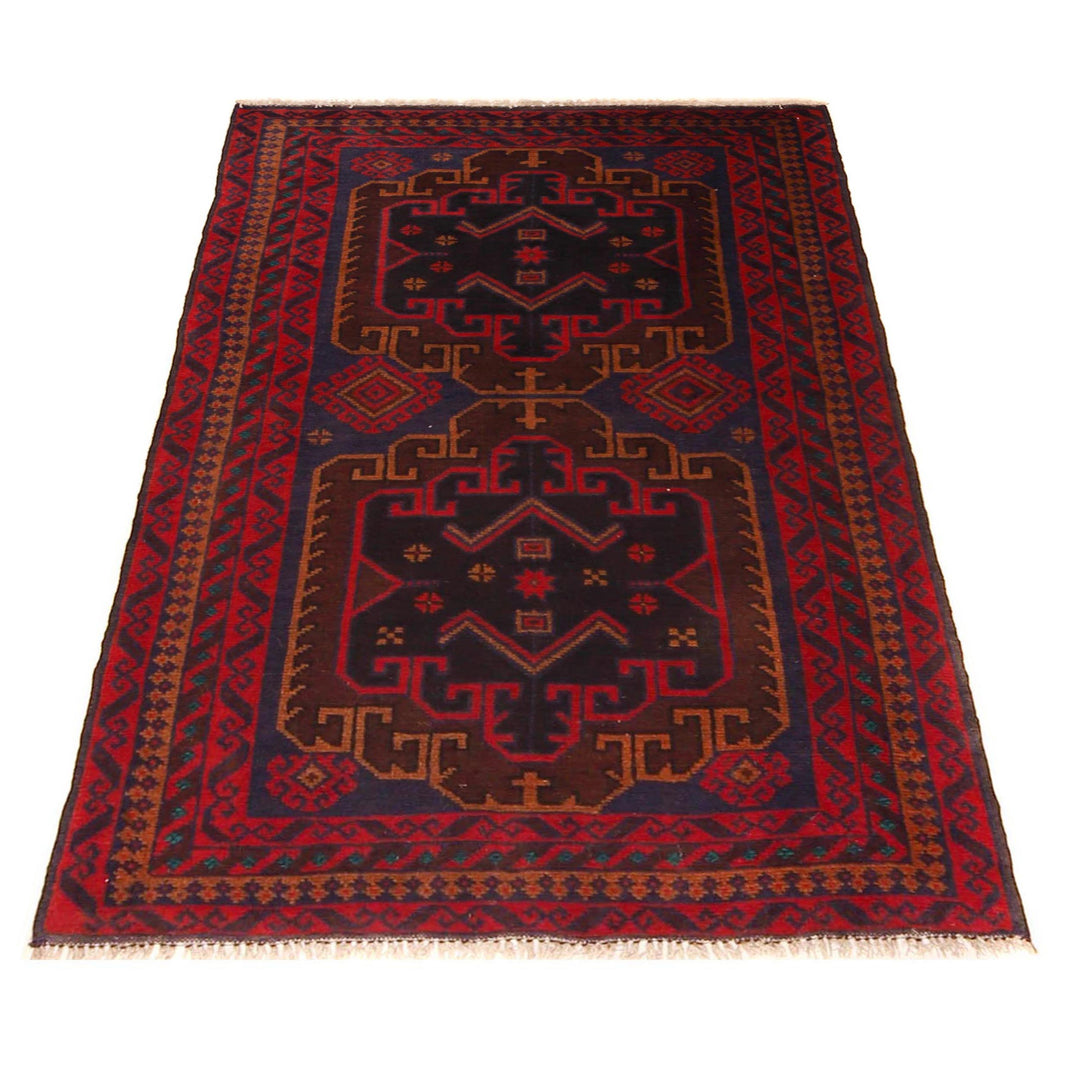 Afghan Baluchi Rug 2' 11" x 5' 0" Hand-Knotted detail