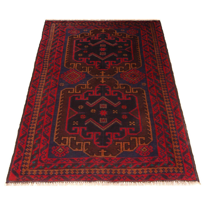Afghan Baluchi Rug 2' 11" x 5' 0" Hand-Knotted detail