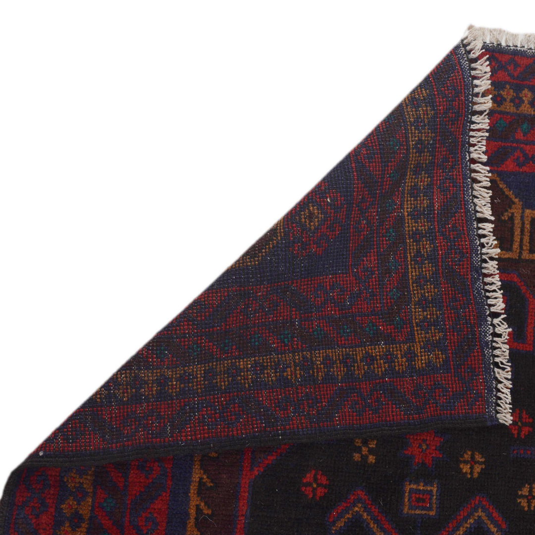 Afghan Baluchi Rug 2' 11" x 5' 0" Hand-Knotted field