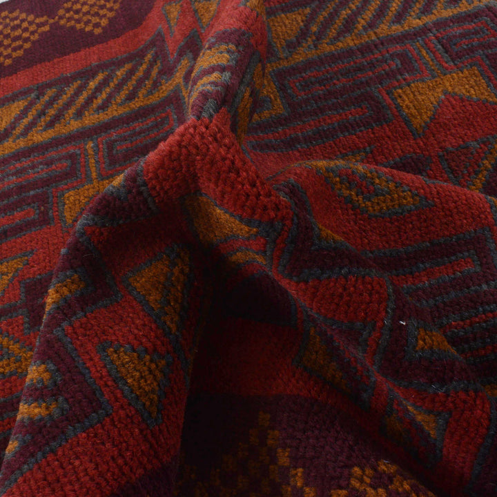 Red Afghan Baluchi Rug 2' 9" x 4' 5" Hand-Knotted reverse