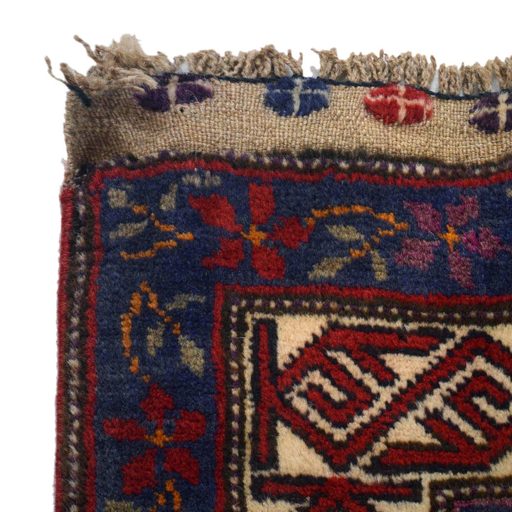 Beige Afghan Prayer Rug 3' 3" x 4' 4" Hand-Knotted pattern