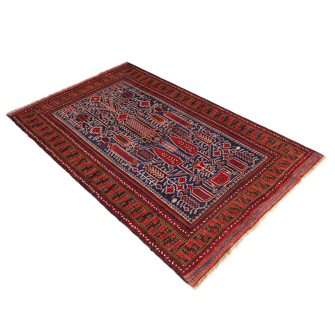 Blue Afghan Baluchi Rug 2' 11" x 4' 10" Hand-Knotted view