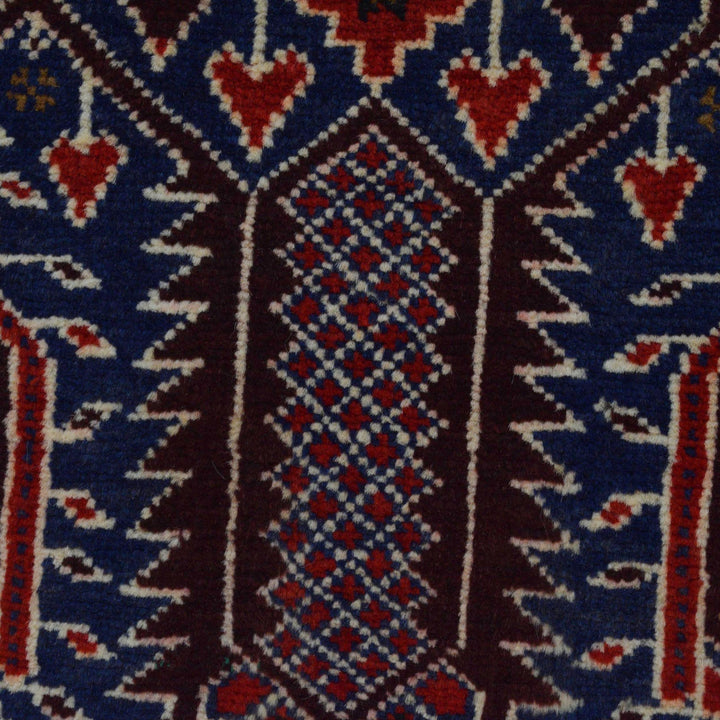 Blue Afghan Baluchi Rug 2' 11" x 4' 10" Hand-Knotted border