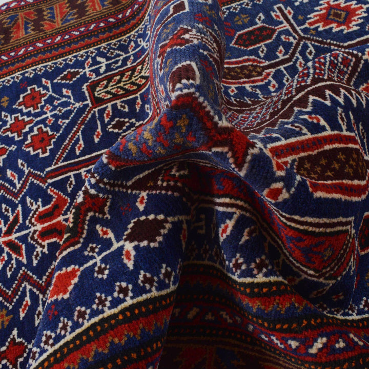 Blue Afghan Baluchi Rug 2' 11" x 4' 10" Hand-Knotted reverse