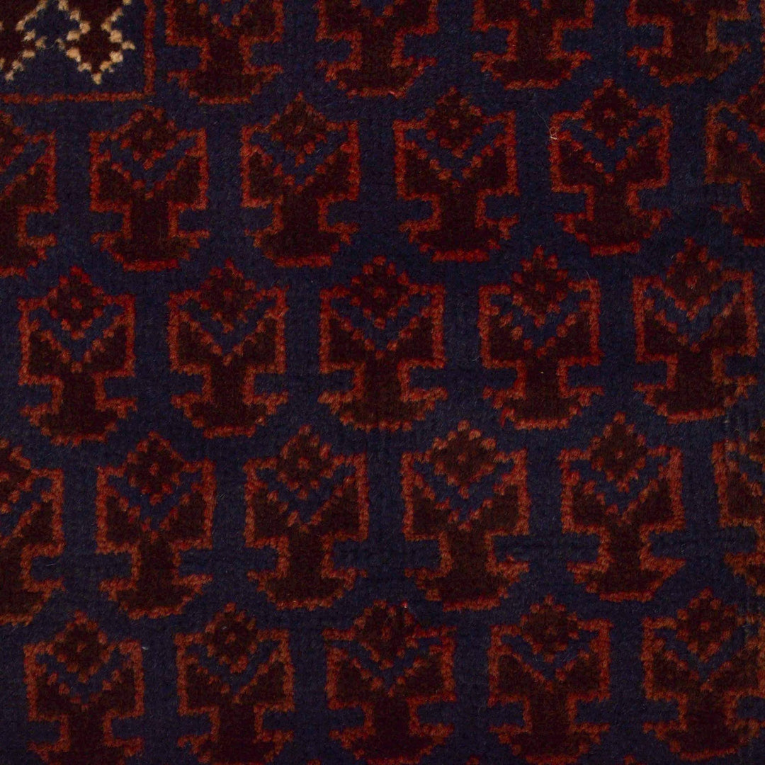 Red Afghan Prayer Rug 2' 11" x 4' 7" Hand-Knotted border