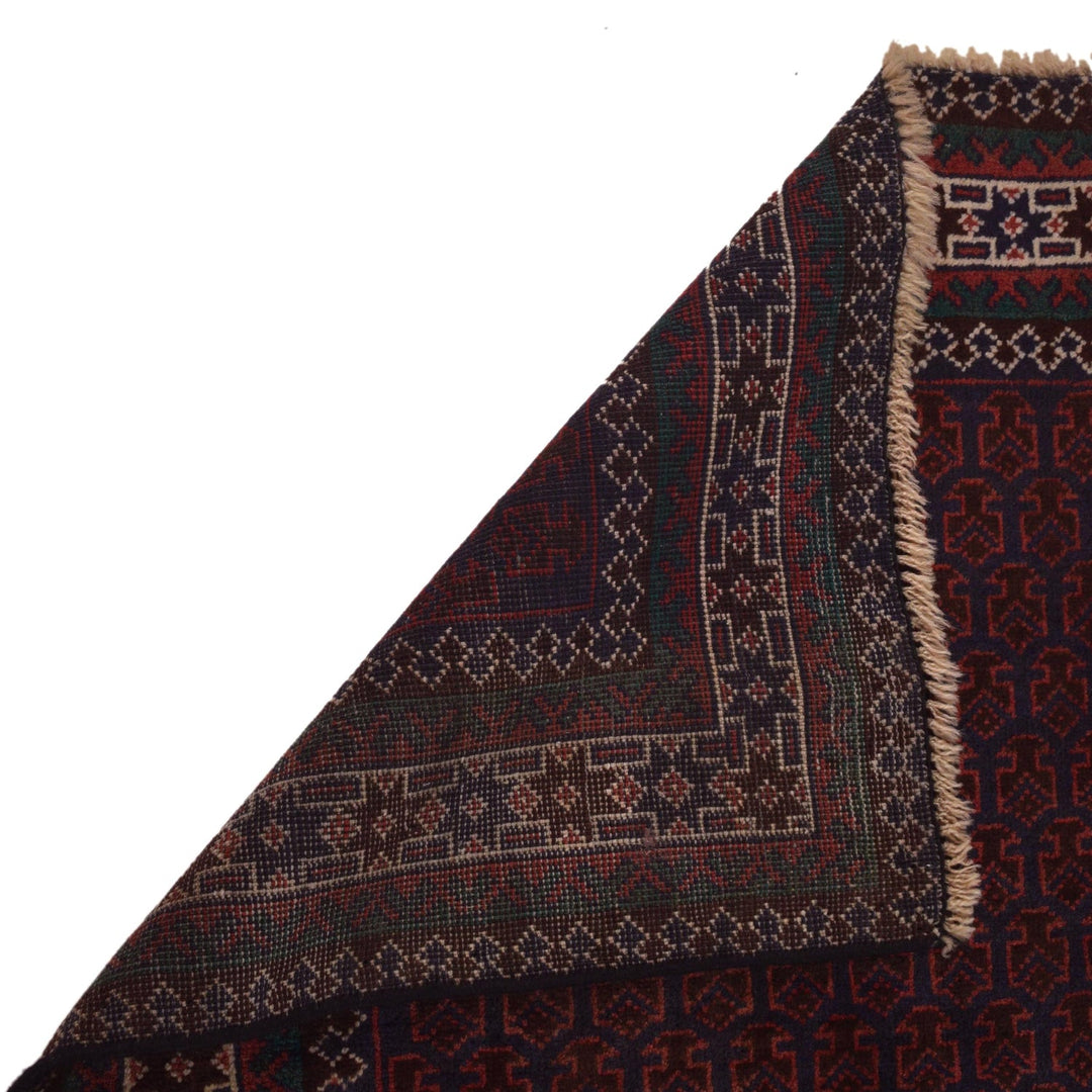 Red Afghan Prayer Rug 2' 11" x 4' 7" Hand-Knotted field