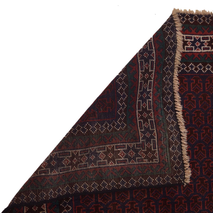 Red Afghan Prayer Rug 2' 11" x 4' 7" Hand-Knotted field