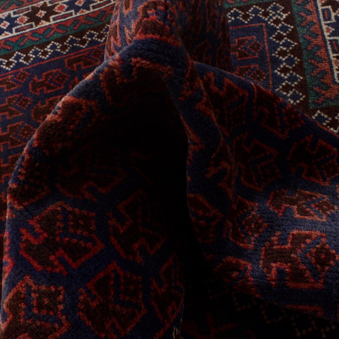 Red Afghan Prayer Rug 2' 11" x 4' 7" Hand-Knotted reverse