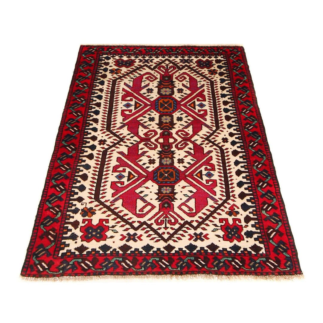 Beige Color Baluchi Rug 3' 3" x 4' 9" - No. AL58361