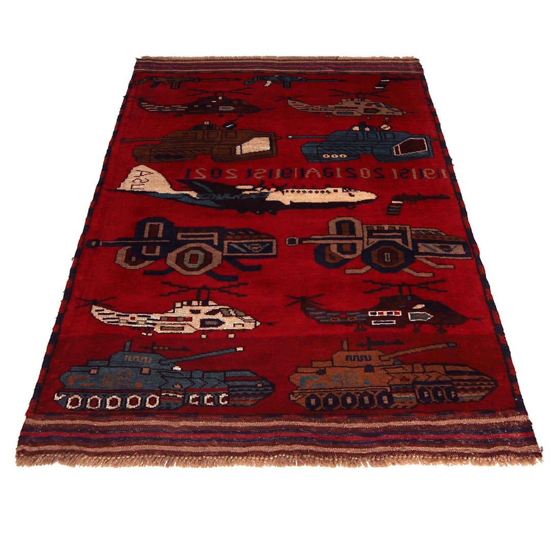 Afghan War Rug – Military Design 3' 1" x 4' 11" - No. AL43701