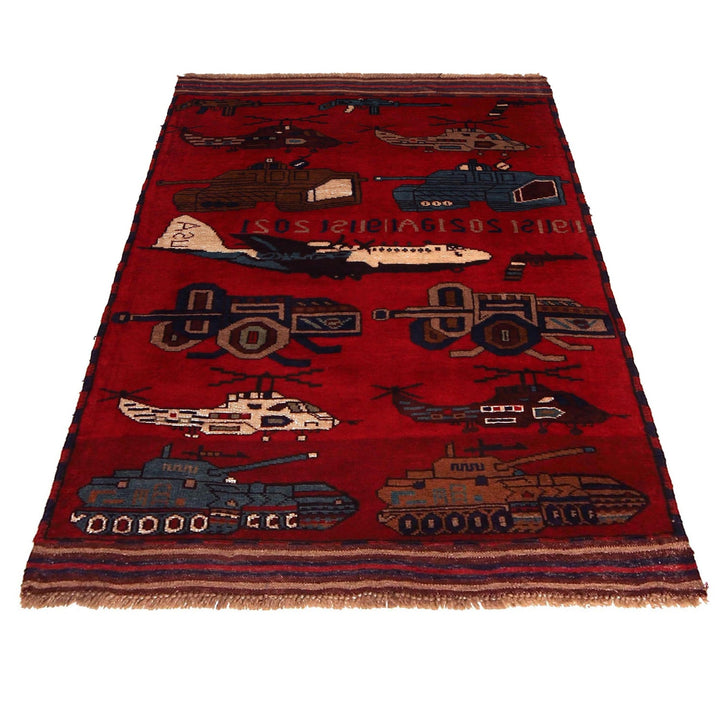 Afghan War Rug – Military Design 3' 1" x 4' 11" - No. AL43701