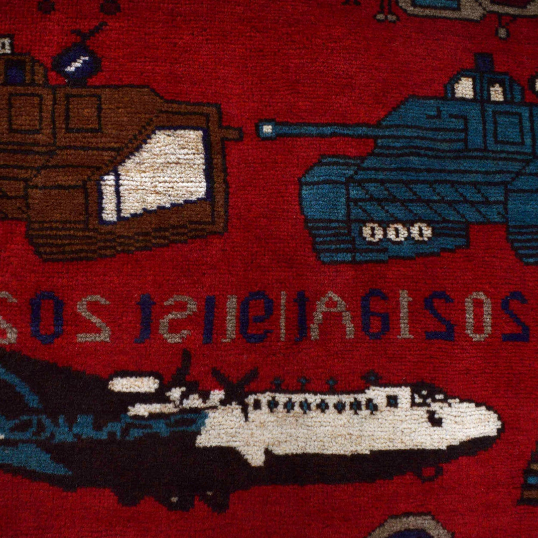 Afghan War Rug – Military Design 3' 1" x 4' 11" - No. AL43701