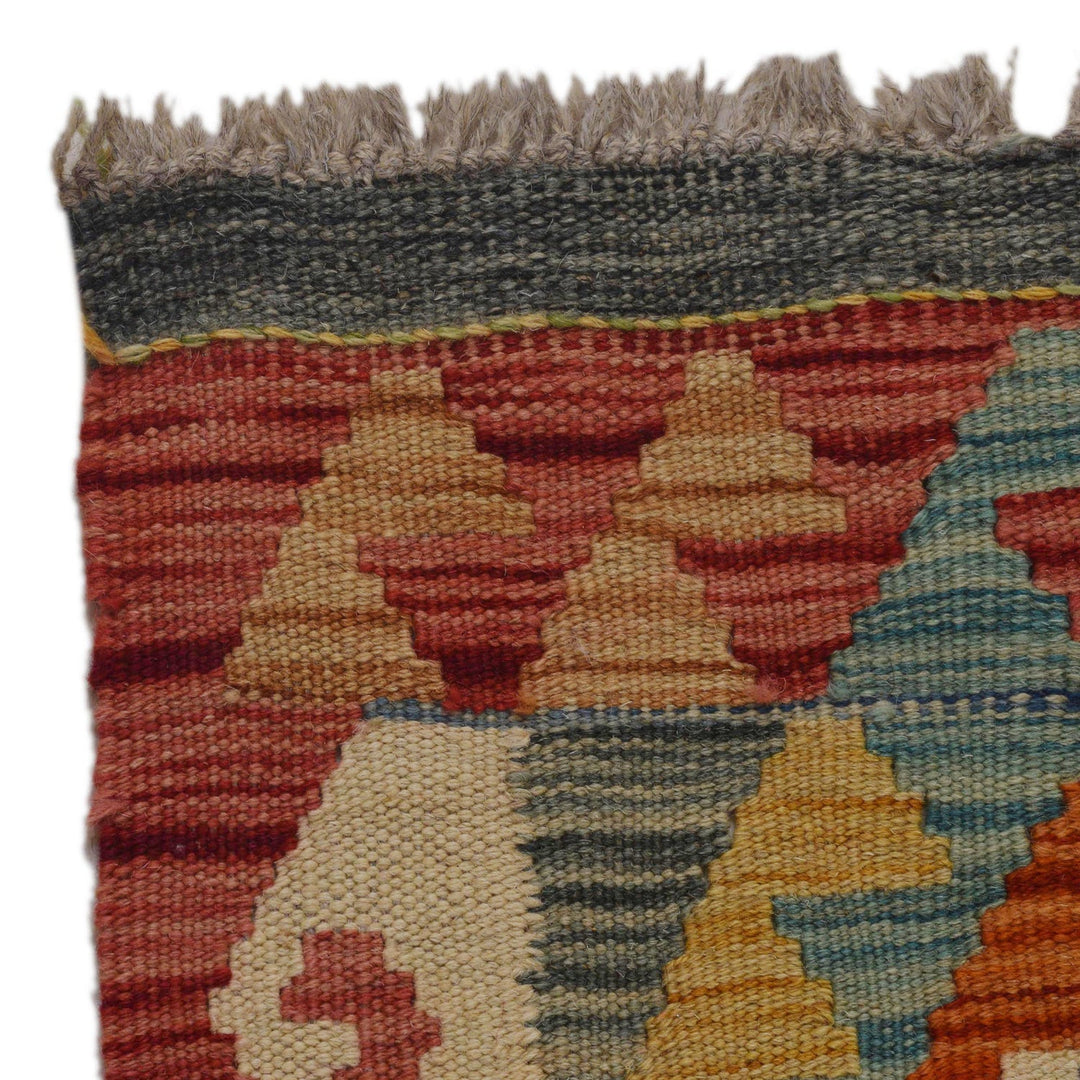 Hand Knotted Afghan Style Kilim Runner 1' 8" x 5' 1"  - No. AL32746