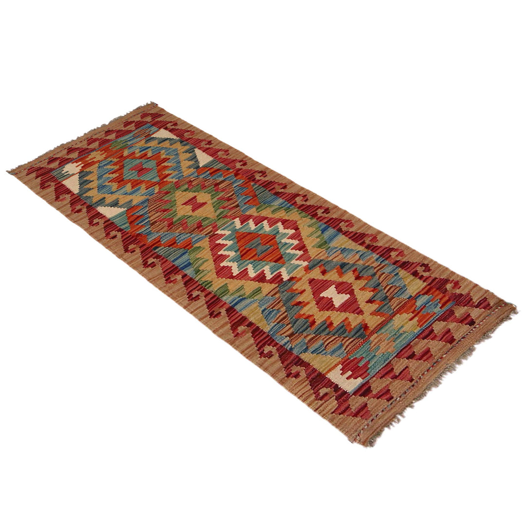 Afghan Vegetable Kilim Rug 1' 8" x 4' 11" Flat-Weave close-up