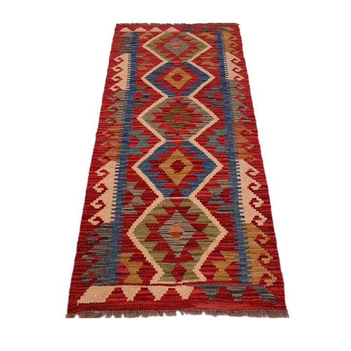 Multi Color ful Flat-Weave Wool Kilim Runner 1' 9" x 4' 9"  - No. AL52406