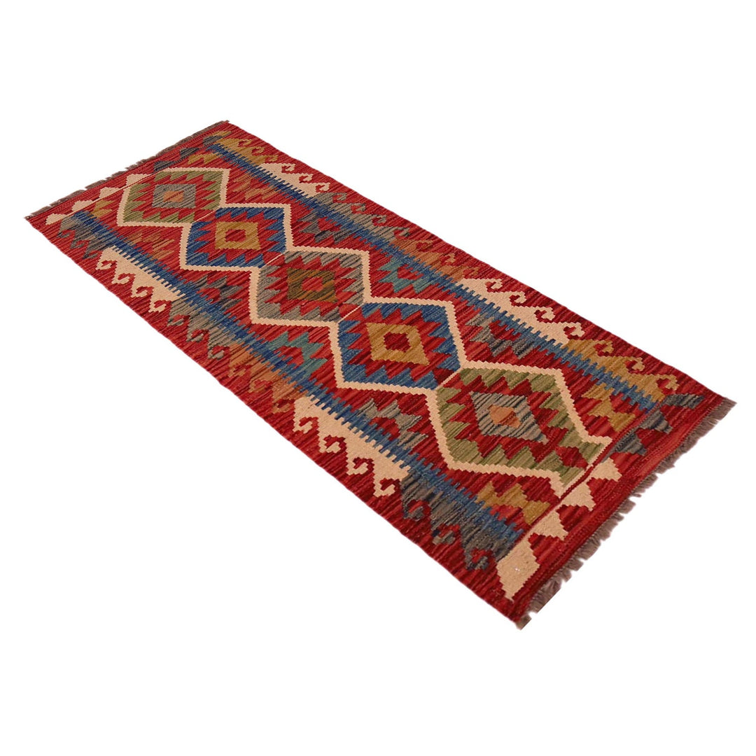 Multi Color ful Flat-Weave Wool Kilim Runner 1' 9" x 4' 9"  - No. AL52406