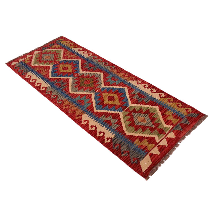 Multi Color ful Flat-Weave Wool Kilim Runner 1' 9" x 4' 9"  - No. AL52406