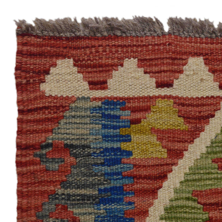 Multi Color ful Flat-Weave Wool Kilim Runner 1' 9" x 4' 9"  - No. AL52406