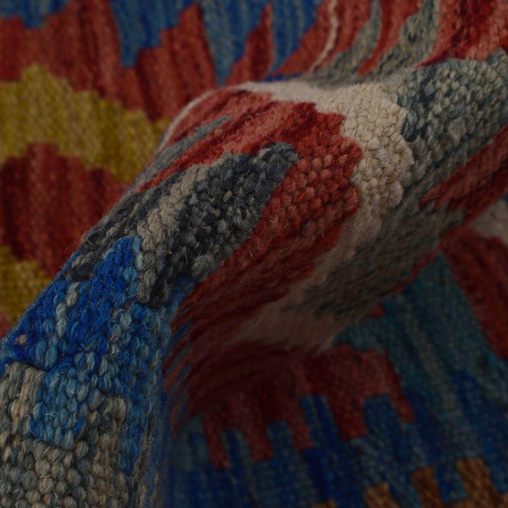 Multi Color ful Flat-Weave Wool Kilim Runner 1' 9" x 4' 9"  - No. AL52406