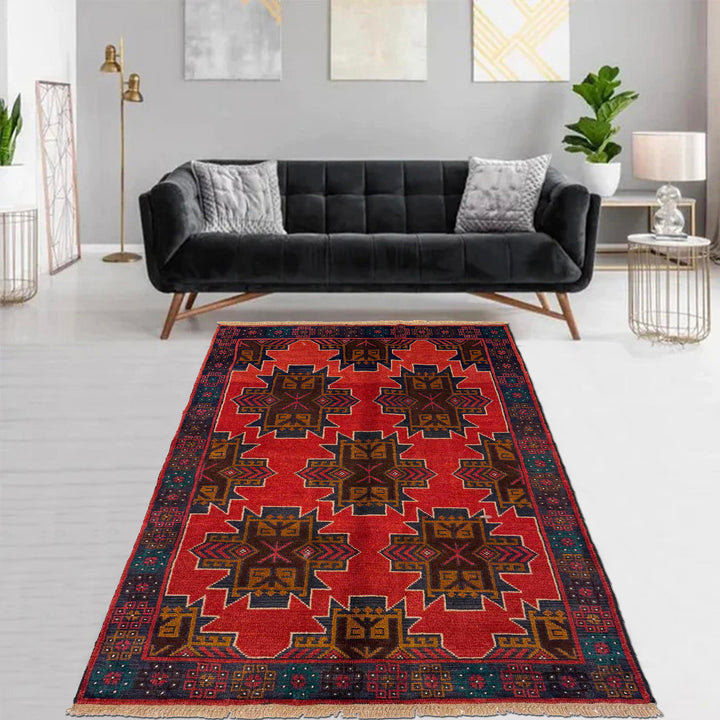 Red Color Baluchi Rug 3' 7" x 6' 6" - No. AL24115