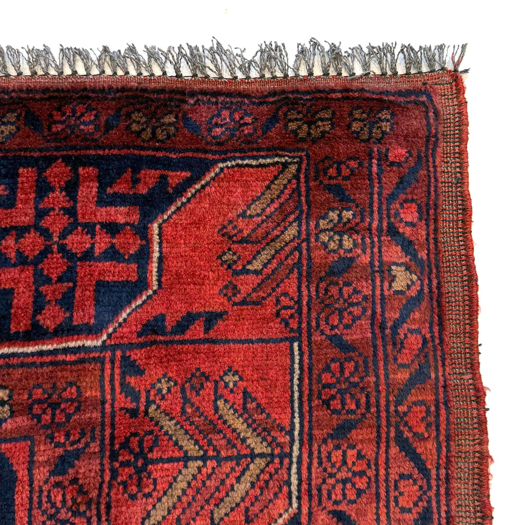 Red Afghan Khal Mohammadi Rug 3' 10" x 5' 3" Hand-Knotted pattern