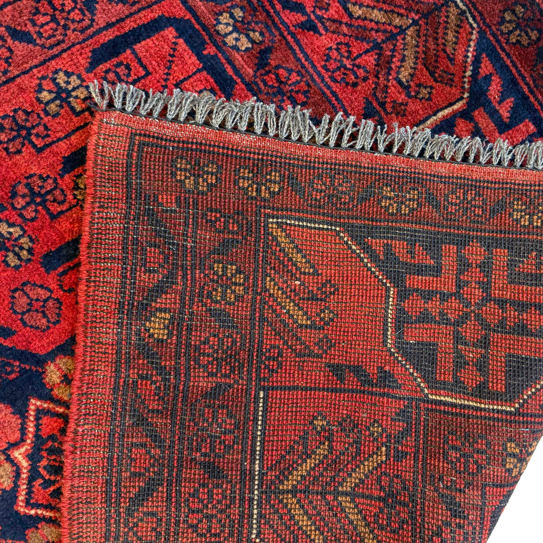 Red Afghan Khal Mohammadi Rug 3' 10" x 5' 3" Hand-Knotted field