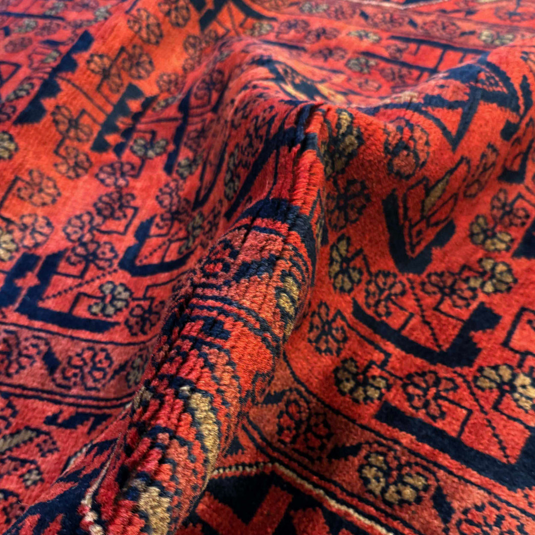 Red Afghan Khal Mohammadi Rug 3' 10" x 5' 3" Hand-Knotted reverse