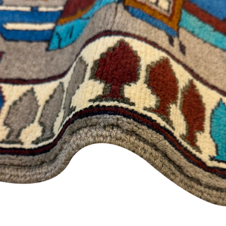 Grey Afghan War Rug 2' 10" x 4' 0" Hand-Knotted texture