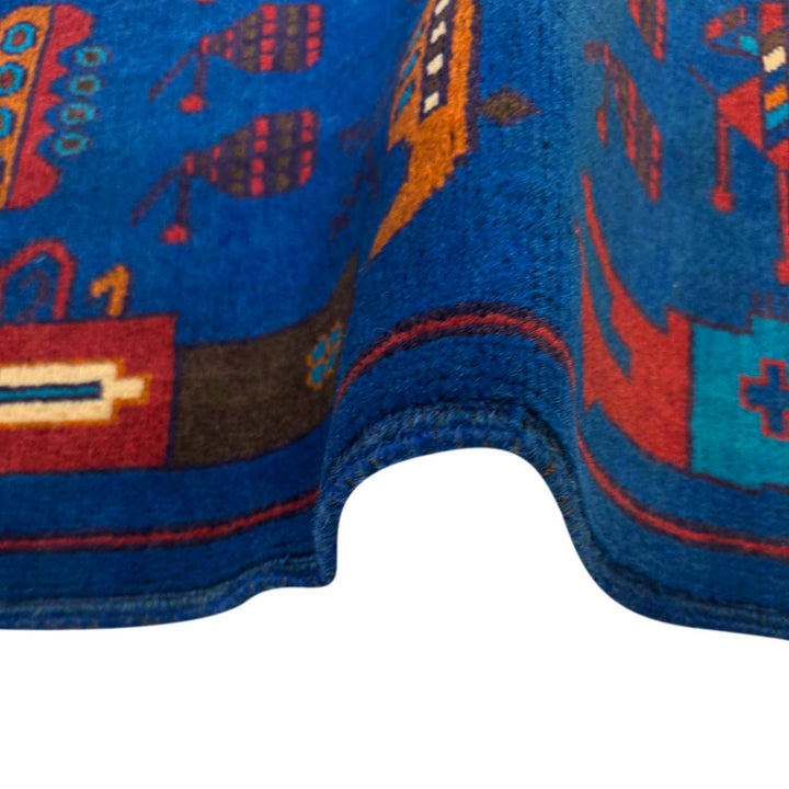 Blue Afghan War Rug 2' 9" x 4' 0" Hand-Knotted texture
