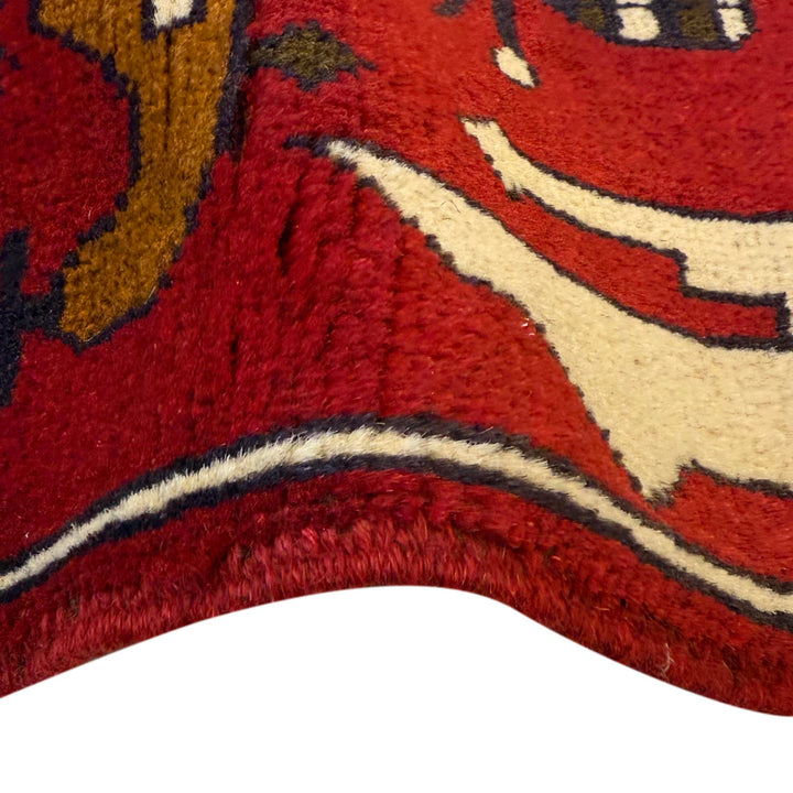 Red Afghan War Rug 2' 7" x 3' 10" Hand-Knotted texture