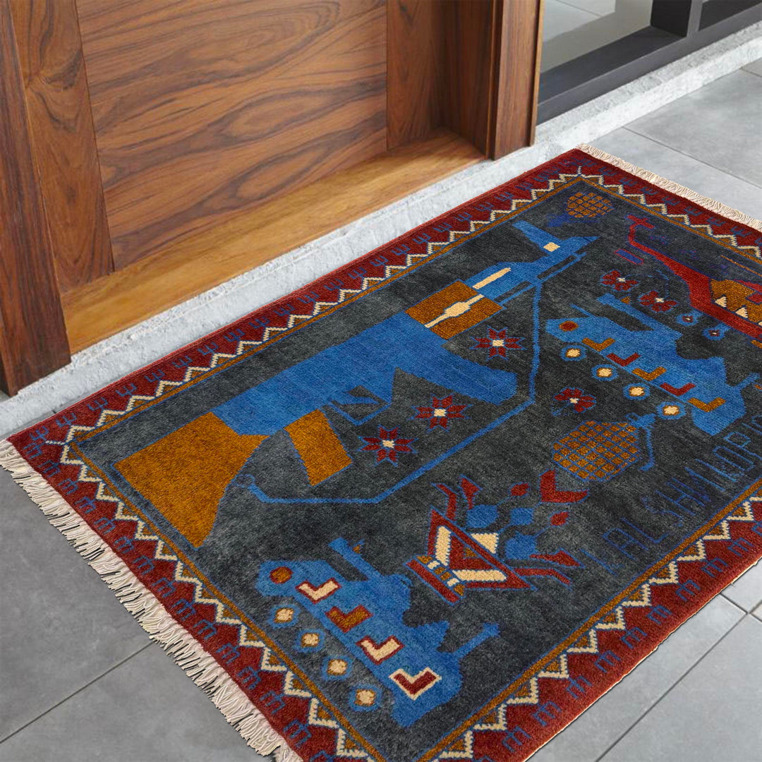 Afghan War Rug 2' 0" x 2' 10" Hand-Knotted view